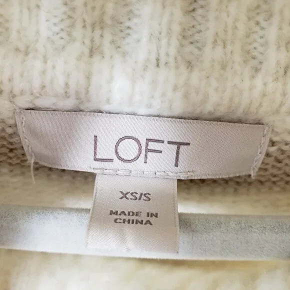 3/$25 LOFT Striped Turtleneck Poncho Sweater XS / S Women's Pullover Cream Pink - Picture 3 of 7